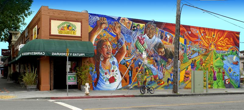 Photograph of mural on Mi Tierra Foods in Berkeley