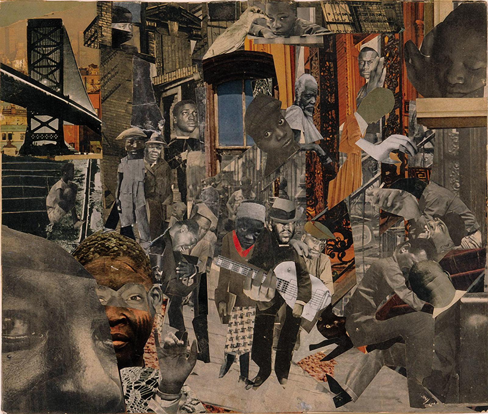 Collage by Romare Bearden, The Street (1964)